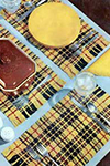 tartan potholder and place mats