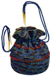 iridescent and blue bag with beads pattern