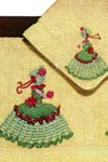 Crinoline Lady Motif Bath Towel & Face Cloth