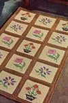 The Cream and Brown Embroidered Block Rug