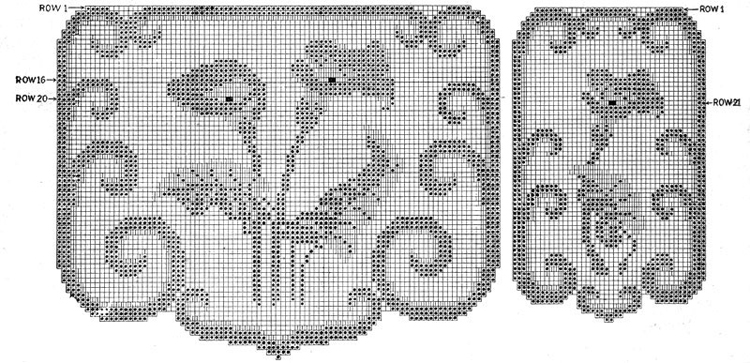 Cala Lily Chair Set in Shadow Filet Pattern chart