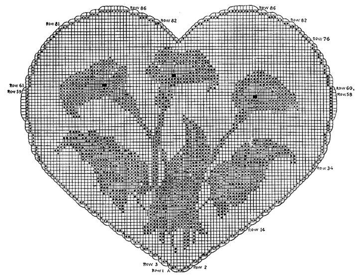 Hearts and Flowers in Shadow Filet Placemat Pattern #1