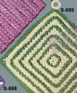 Ecru & Green Pot Holder Pattern #S-699