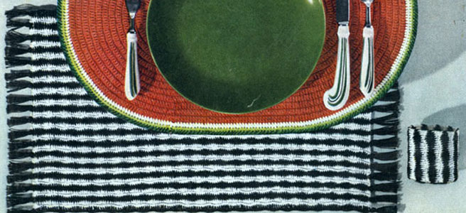 Ribbon Twist Place Mat & Glass Jacket Pattern