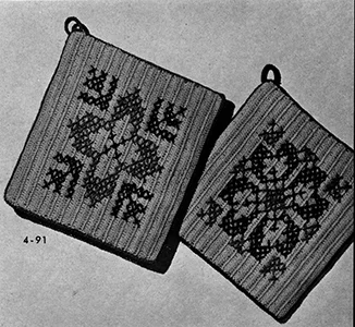 Embroidered Pot Holder Pattern #4-91