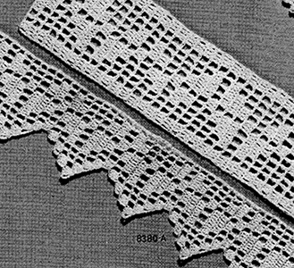 Filet Crochet Edging and Insertion Pattern #8380
