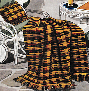 Tartan Afghan and Pillow Pattern #691