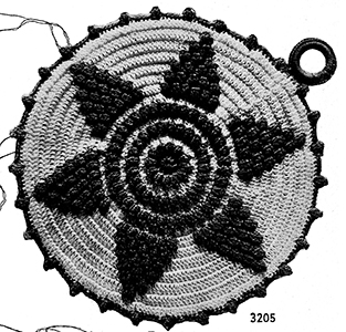 Round Star Flower Potholder Pattern #3205
