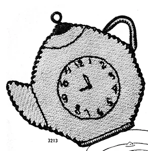 Teapot Clock Potholder Pattern #3213