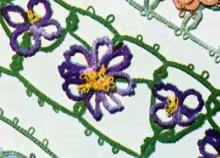 Shaded Purple Pillow Case Posies Edging & Insertion Pattern