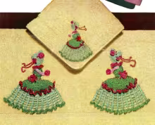 Crinoline Lady Motif Bath Towel & Face Cloth Pattern